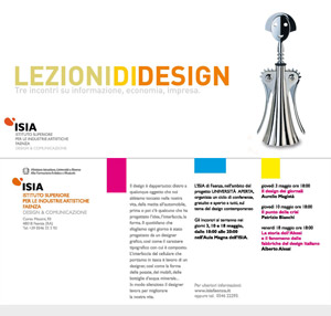 Lezioni di design: Aurelio Magist, Patrizio Bianchi, Alberto Alessi | Aula Magna ISIA di Faenza - corso Mazzini 93 - Faenza